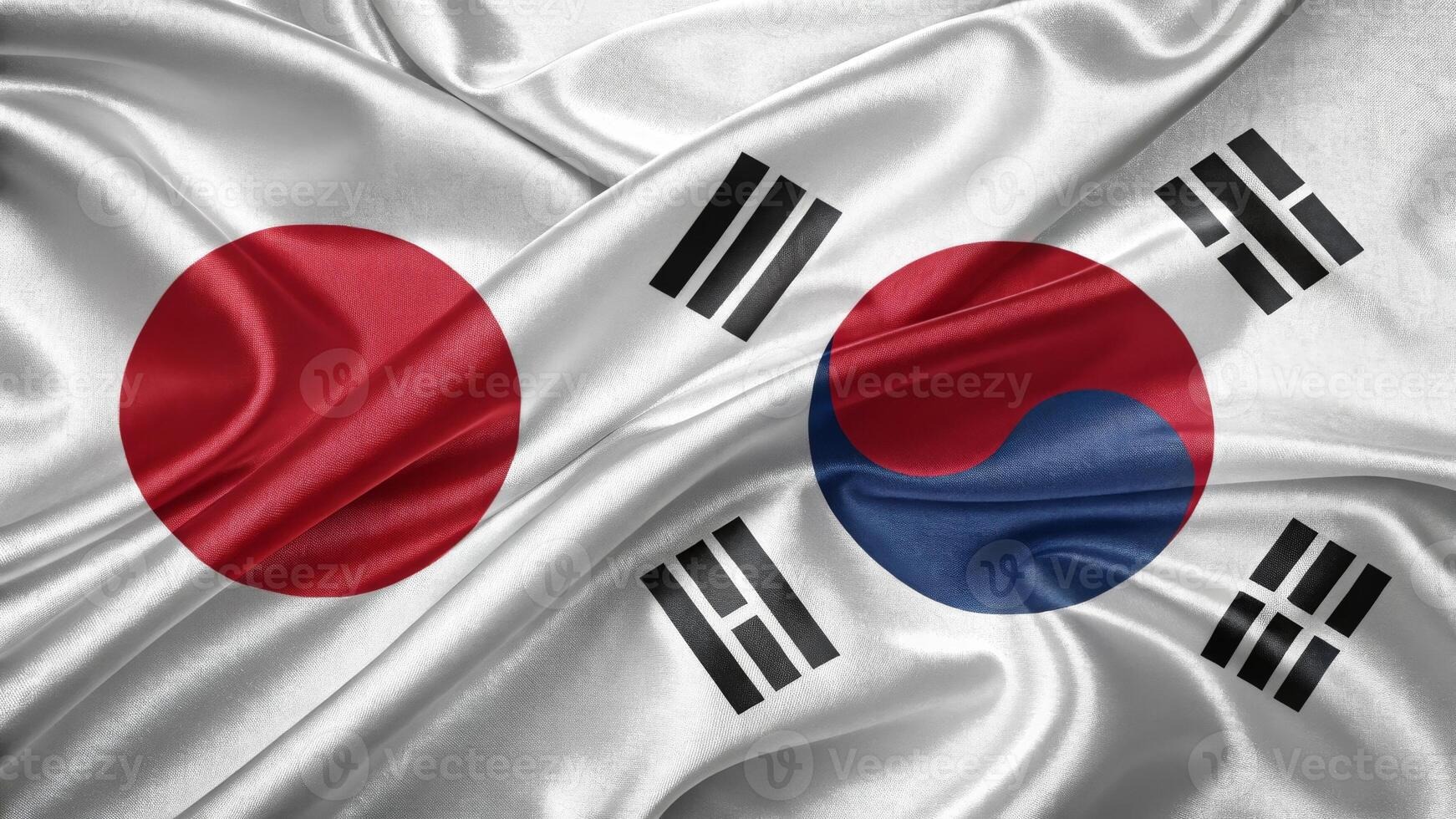 Drapeaux de la Corée du Sud et du Japon côte à côte